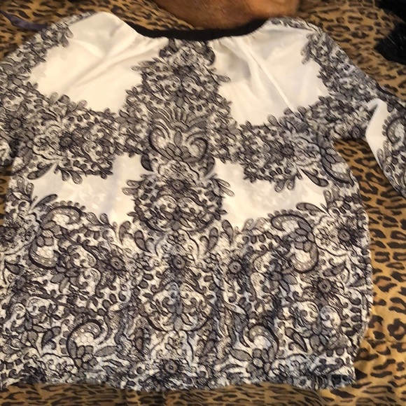 INC International ysize 14 Black ivory sheer paisley print 3/4 sleeve - Picture 11 of 11